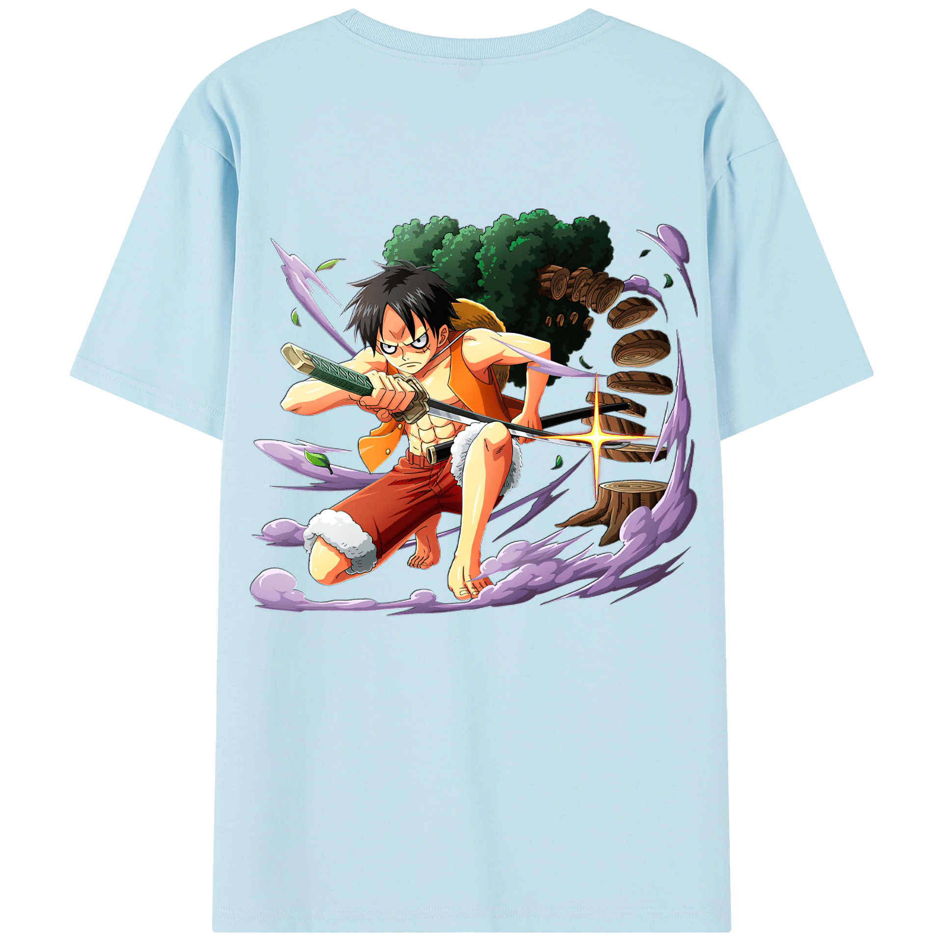 ワンピース モンキー・D・ルフィ ONE PIECE Monkey D. Luffy 綿100％半袖Tシャツ（背面プリント）